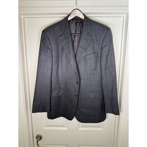 Brooks Brothers 1818 Madison Sport Coat Blazer Mens 43R Gray Blue Plaid Wool